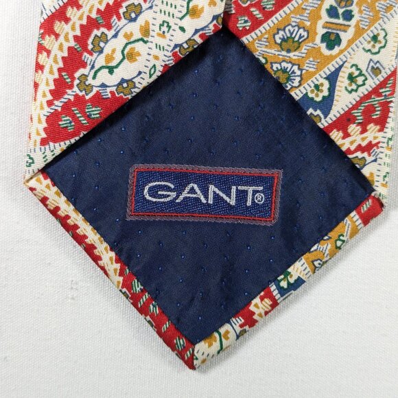 GANT 100% silk necktie colourful vintage floral paisley neck tie made in Italy - Picture 4 of 9